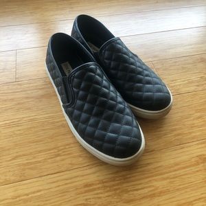 Steve Madden Black Quilted Slip Ons